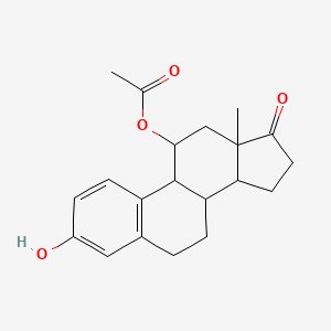 molecular formula C20H24O4 B1229259 (3-hydroxy-13-methyl-17-oxo-7,8,9,11,12,14,15,16-octahydro-6H-cyclopenta[a]phenanthren-11-yl) acetate 