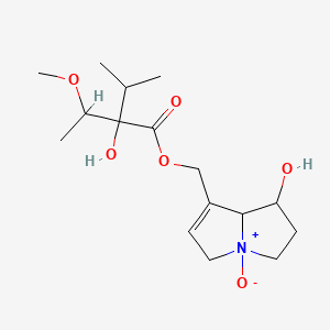molecular formula C16H27NO6 B1229268 （7-羟基-4-氧代-5,6,7,8-四氢-3H-吡咯利津-4-鎓-1-基）甲基 2-羟基-2-(1-甲氧基乙基)-3-甲基丁酸酯 