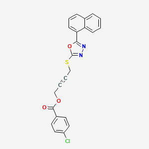 molecular formula C23H15ClN2O3S B1229287 4-Chlorobenzoic acid 4-[[5-(1-naphthalenyl)-1,3,4-oxadiazol-2-yl]thio]but-2-ynyl ester 