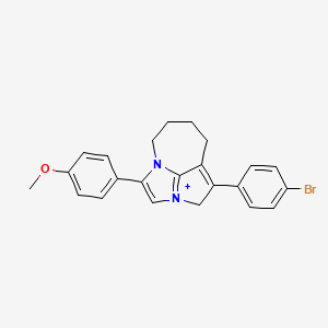 molecular formula C23H22BrN2O+ B1229288 6-(4-Bromophenyl)-2-(4-methoxyphenyl)-1-aza-4-azoniatricyclo[5.4.1.04,12]dodeca-2,4(12),6-triene 