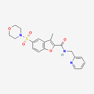 molecular formula C20H21N3O5S B1229325 3-methyl-5-(4-morpholinylsulfonyl)-N-(2-pyridinylmethyl)-2-benzofurancarboxamide 