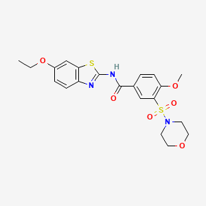 molecular formula C21H23N3O6S2 B1229328 N-(6-ethoxy-1,3-benzothiazol-2-yl)-4-methoxy-3-(4-morpholinylsulfonyl)benzamide 