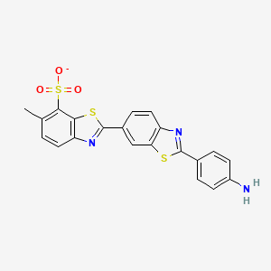 molecular formula C21H14N3O3S3- B1229336 2'-(4-Aminophenyl)-6-methyl[2,6'-bi-1,3-benzothiazole]-7-sulfonate 
