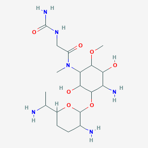 4-Amino-1-[[(carbamoylamino)acetyl]methylamino]-1,4-dideoxy-3-O-(2,6-diamino-2,3,4,6,7-pentadeoxy-beta-L-lyxo-heptopyranosyl)-6-O-methyl-L-chiro-inositol