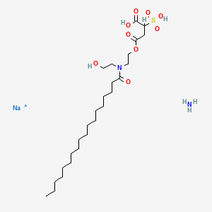 molecular formula C26H52N2NaO9S B12293493 Butanedioic acid, 2-sulfo-, 4-[2-[(2-hydroxyethyl)(1-oxooctadecyl)amino]ethyl] ester, ammonium sodium salt (1:1:1) CAS No. 67953-18-8