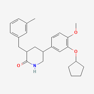 5-(3-Cyclopentyloxy-4-methoxyphenyl)-3-[(3-methylphenyl)methyl]piperidin-2-one