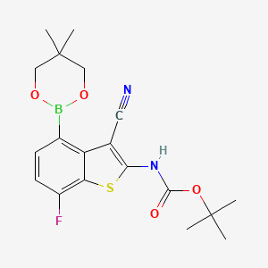 tert-Butyl (3-cyano-4-(5,5-dimethyl-1,3,2-dioxaborinan-2-yl)-7-fluorobenzo[b]thiophen-2-yl)carbamate