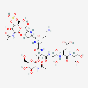 4-[[2-[[3-[(2R,3R,4R,5S,6R)-3-Acetamido-4,5-dihydroxy-6-(hydroxymethyl)oxan-2-yl]oxy-2-[[2-[[4-[(2R,3R,4R,5S,6R)-3-acetamido-4-hydroxy-6-(hydroxymethyl)-5-sulfooxyoxan-2-yl]oxy-5-(hydroxymethyl)pyrrolidine-2-carbonyl]amino]-6-aminohexanoyl]amino]butanoyl]amino]-3-hydroxypropanoyl]amino]-5-[(1-carboxy-2-hydroxyethyl)amino]-5-oxopentanoic acid
