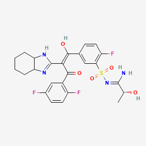 (2R)-N'-[5-[(E)-2-(3a,4,5,6,7,7a-hexahydro-1H-benzimidazol-2-yl)-3-(2,5-difluorophenyl)-1-hydroxy-3-oxoprop-1-enyl]-2-fluorophenyl]sulfonyl-2-hydroxypropanimidamide