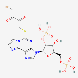 molecular formula C16H18BrN5O12P2S B1229392 2-((4-Bromo-2,3-dioxobutyl)thio)-1,N(6)-ethenoadenosine 2',5'-bisphosphate CAS No. 98088-69-8