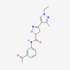 N-(3-acetylphenyl)-3-(1-ethyl-3-methyl-4-pyrazolyl)-4,5-dihydroisoxazole-5-carboxamide