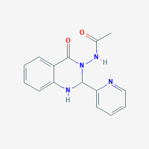 molecular formula C15H14N4O2 B1229405 N-[4-oxo-2-(2-pyridinyl)-1,2-dihydroquinazolin-3-yl]acetamide 