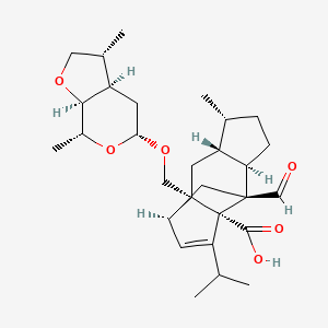 1,4-Methano-s-indacene-3a(1H)-carboxylic acid, 4-formyl-8a-((((3R,3aR,5R,7R,7aS)-hexahydro-3,7-dimethyl-2H-furo(2,3-c)pyran-5-yl)oxy)methyl)-4,4a,5,6,7,7a,8,8a-octahydro-7-methyl-3-(1-methylethyl)-,(1R,3aR,4S,4aR,7R,7aR,8aS)-