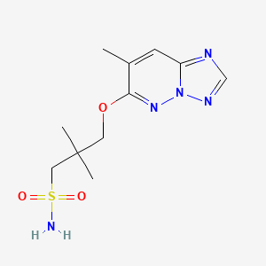 molecular formula C11H17N5O3S B1229416 1-Propanesulfonamide, 2,2-dimethyl-3-((7-methyl(1,2,4)triazolo(1,5-b)pyridazin-6-yl)oxy)- CAS No. 152537-57-0