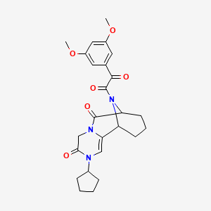 2-Cyclopentyl-8,9,10,11-tetrahydro-12-[2-oxo-2-(3,4,5-trimethoxyphenyl)acetyl]-7,11-imino-2H-pyrazino[1,2-a]azocine-3,6(4H,7H)-dione