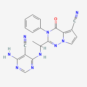 2-[1-[(6-Amino-5-cyanopyrimidin-4-yl)amino]ethyl]-4-oxo-3-phenylpyrrolo[2,1-f][1,2,4]triazine-5-carbonitrile