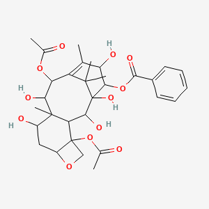 molecular formula C31H40O12 B12294230 (4,12-Diacetyloxy-1,2,9,11,15-pentahydroxy-10,14,17,17-tetramethyl-6-oxatetracyclo[11.3.1.03,10.04,7]heptadec-13-en-16-yl) benzoate 