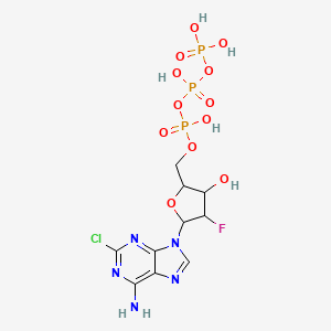 molecular formula C10H14ClFN5O12P3 B12294238 [[5-(6-Amino-2-chloropurin-9-yl)-4-fluoro-3-hydroxyoxolan-2-yl]methoxy-hydroxyphosphoryl] phosphono hydrogen phosphate 