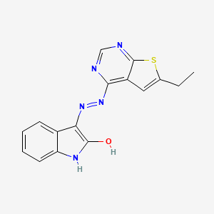 3-[(6-Ethyl-4-thieno[2,3-d]pyrimidinyl)hydrazo]-2-indolone