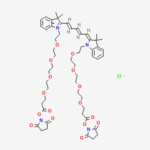 (2,5-dioxopyrrolidin-1-yl) 3-[2-[2-[2-[2-[(2Z)-2-[(2E,4E)-5-[1-[2-[2-[2-[2-[3-(2,5-dioxopyrrolidin-1-yl)oxy-3-oxopropoxy]ethoxy]ethoxy]ethoxy]ethyl]-3,3-dimethylindol-1-ium-2-yl]penta-2,4-dienylidene]-3,3-dimethylindol-1-yl]ethoxy]ethoxy]ethoxy]ethoxy]propanoate;chloride