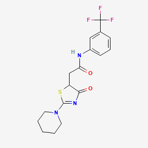 molecular formula C17H18F3N3O2S B1229434 2-[4-oxo-2-(1-piperidinyl)-5-thiazolyl]-N-[3-(trifluoromethyl)phenyl]acetamide 