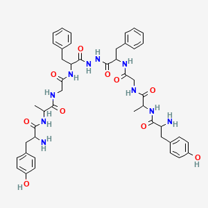 2-amino-N-[1-[[2-[[1-[2-[2-[[2-[2-[[2-amino-3-(4-hydroxyphenyl)propanoyl]amino]propanoylamino]acetyl]amino]-3-phenylpropanoyl]hydrazinyl]-1-oxo-3-phenylpropan-2-yl]amino]-2-oxoethyl]amino]-1-oxopropan-2-yl]-3-(4-hydroxyphenyl)propanamide