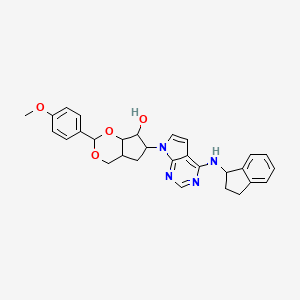 6-[4-(2,3-dihydro-1H-inden-1-ylamino)pyrrolo[2,3-d]pyrimidin-7-yl]-2-(4-methoxyphenyl)-4,4a,5,6,7,7a-hexahydrocyclopenta[d][1,3]dioxin-7-ol