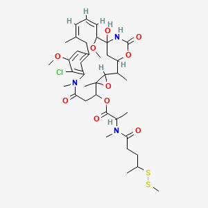 molecular formula C38H54ClN3O10S2 B12294429 [(16Z,18Z)-11-chloro-21-hydroxy-12,20-dimethoxy-2,5,9,16-tetramethyl-8,23-dioxo-4,24-dioxa-9,22-diazatetracyclo[19.3.1.110,14.03,5]hexacosa-10,12,14(26),16,18-pentaen-6-yl] 2-[methyl-[4-(methyldisulfanyl)pentanoyl]amino]propanoate 