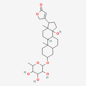 molecular formula C29H44O8 B12294436 3-[14-hydroxy-10,13-dimethyl-3-(3,4,5-trihydroxy-6-methyloxan-2-yl)oxy-1,2,3,4,5,6,7,8,9,11,12,15,16,17-tetradecahydrocyclopenta[a]phenanthren-17-yl]-2H-furan-5-one 