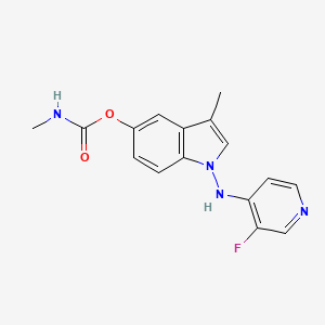 molecular formula C16H15FN4O2 B1229455 [1-[(3-fluoropyridin-4-yl)amino]-3-methylindol-5-yl] N-methylcarbamate CAS No. 188240-59-7