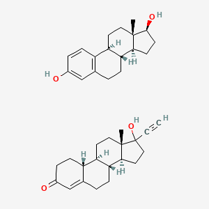 molecular formula C38H50O4 B1229456 17-Hydroxy-19-norpregn-4-en-20-yn-3-one--estra-1(10),2,4-triene-3,17-diol (1/1) 