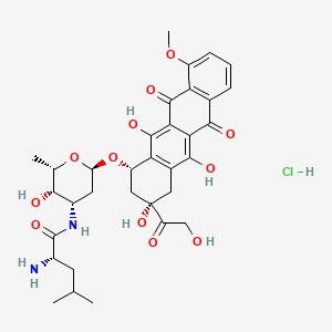 5,12-Naphthacenedione, 10-((3-((2-amino-4-methyl-1-oxopentyl)amino)-2,3,6-trideoxy-alpha-L-lyxo-hexopyranosyl)oxy)-7,8,9,10-tetrahydro-6,8,11-trihydroxy-8-(hydroxyacetyl)-1-methoxy-, monohydrochloride, (8S-(8-alpha,10-alpha))-