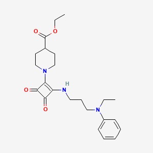 molecular formula C23H31N3O4 B1229485 1-[2-[3-(N-ethylanilino)propylamino]-3,4-dioxo-1-cyclobutenyl]-4-piperidinecarboxylic acid ethyl ester 