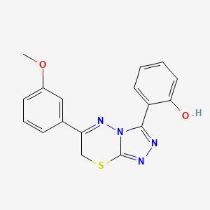 molecular formula C17H14N4O2S B1229491 6-[6-(3-Methoxyphenyl)-2,7-dihydro-[1,2,4]triazolo[3,4-b][1,3,4]thiadiazin-3-ylidene]-1-cyclohexa-2,4-dienone 