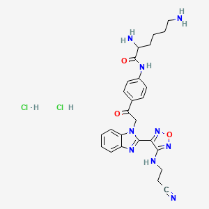 2,6-diamino-N-[4-[2-[2-[4-(2-cyanoethylamino)-1,2,5-oxadiazol-3-yl]benzimidazol-1-yl]acetyl]phenyl]hexanamide;dihydrochloride