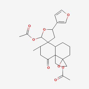 (2S,3R,5S,5'R)-2-Acetoxy-4'aalpha-acetoxymethyl-5-(3-furyl)-2',3',4,5,6',7',8',8'abeta-octahydro-2'alpha-methyldispiro[furan-3(2H),1'(5'H)-naphthalene-5',2''-oxiran]-4'(4'aH)-one