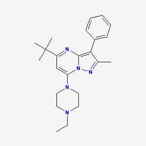 molecular formula C23H31N5 B1229501 5-Tert-butyl-7-(4-ethyl-1-piperazinyl)-2-methyl-3-phenylpyrazolo[1,5-a]pyrimidine 