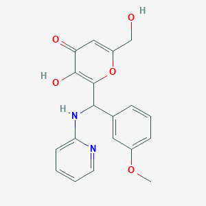 molecular formula C19H18N2O5 B1229502 3-Hydroxy-6-(hydroxymethyl)-2-[(3-methoxyphenyl)-(2-pyridinylamino)methyl]-4-pyranone 