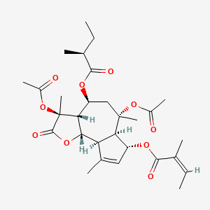 2-Butenoic acid, 2-methyl-, (3S,3aR,4S,6S,6aR,7R,9aS,9bS)-3,6-bis(acetyloxy)-2,3,3a,4,5,6,6a,7,9a,9b-decahydro-3,6,9-trimethyl-4-[(2S)-2-methyl-1-oxobutoxy]-2-oxoazuleno[4,5-b]furan-7-yl ester, (2Z)-