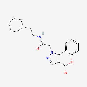 molecular formula C20H21N3O3 B1229511 N-[2-(1-cyclohexenyl)ethyl]-2-(4-oxo-1-[1]benzopyrano[4,3-c]pyrazolyl)acetamide 
