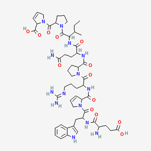 1-[1-[2-[[5-amino-2-[[1-[2-[[1-[2-[(2-amino-4-carboxybutanoyl)amino]-3-(1H-indol-3-yl)propanoyl]-2,5-dihydropyrrole-2-carbonyl]amino]-5-(diaminomethylideneamino)pentanoyl]pyrrolidine-2-carbonyl]amino]-5-oxopentanoyl]amino]-3-methylpentanoyl]pyrrolidine-2-carbonyl]-2,5-dihydropyrrole-2-carboxylic acid