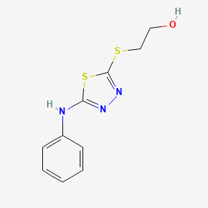 molecular formula C10H11N3OS2 B1229517 2-[(5-Anilino-1,3,4-thiadiazol-2-yl)thio]ethanol 