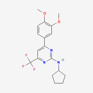 molecular formula C18H20F3N3O2 B1229518 N-cyclopentyl-4-(3,4-dimethoxyphenyl)-6-(trifluoromethyl)-2-pyrimidinamine 