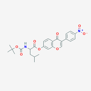 molecular formula C26H28N2O8 B1229522 4-Methyl-2-[[(2-methylpropan-2-yl)oxy-oxomethyl]amino]pentanoic acid [3-(4-nitrophenyl)-4-oxo-1-benzopyran-7-yl] ester 
