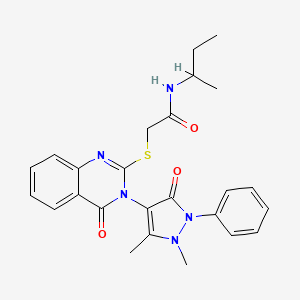 molecular formula C25H27N5O3S B1229524 N-butan-2-yl-2-[[3-(1,5-dimethyl-3-oxo-2-phenyl-4-pyrazolyl)-4-oxo-2-quinazolinyl]thio]acetamide 