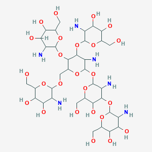 5-Amino-6-[[5-amino-6-[3-amino-4-[3-amino-4,5-dihydroxy-6-(hydroxymethyl)oxan-2-yl]oxy-5-hydroxy-6-(hydroxymethyl)oxan-2-yl]oxy-3,4-bis[[3-amino-4,5-dihydroxy-6-(hydroxymethyl)oxan-2-yl]oxy]oxan-2-yl]methoxy]-2-(hydroxymethyl)oxane-3,4-diol