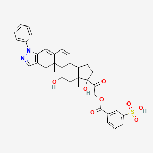 3-{[2-(1,11-Dihydroxy-2,5,10a,12a-tetramethyl-7-phenyl-1,2,3,3a,3b,7,10,10a,10b,11,12,12a-dodecahydrocyclopenta[5,6]naphtho[1,2-f]indazol-1-yl)-2-oxoethoxy]carbonyl}benzene-1-sulfonic acid