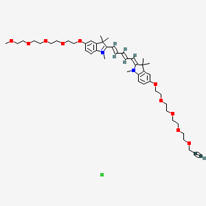 molecular formula C47H67ClN2O10 B12295339 (2Z)-2-[(2E,4E)-5-[5-[2-[2-[2-(2-methoxyethoxy)ethoxy]ethoxy]ethoxy]-1,3,3-trimethylindol-1-ium-2-yl]penta-2,4-dienylidene]-1,3,3-trimethyl-5-[2-[2-[2-(2-prop-2-ynoxyethoxy)ethoxy]ethoxy]ethoxy]indole;chloride 