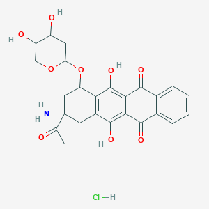 molecular formula C25H26ClNO9 B12295359 9-acetyl-9-amino-7-(4,5-dihydroxyoxan-2-yl)oxy-6,11-dihydroxy-8,10-dihydro-7H-tetracene-5,12-dione;hydrochloride 