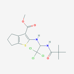 2-[[2,2,2-trichloro-1-[(2,2-dimethyl-1-oxopropyl)amino]ethyl]amino]-5,6-dihydro-4H-cyclopenta[b]thiophene-3-carboxylic acid methyl ester